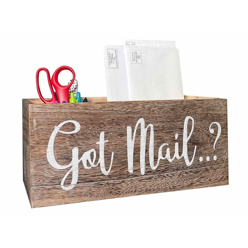 Admired By Nature Got Mail Decor Box Wooden Mail Box Sign Farmhouse Rustic Wood Crate Home Decor Brown Abn5E155 Ntrl
