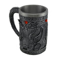 Gothic Metallic Blackened Silver Dragon Tankard With Stainless Steel Liner 5.75 X 6.25 X 3.75 Inches