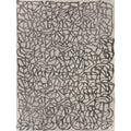 Goudy Handloomed Wool Bamboo Silk Ivory Black Area Rug