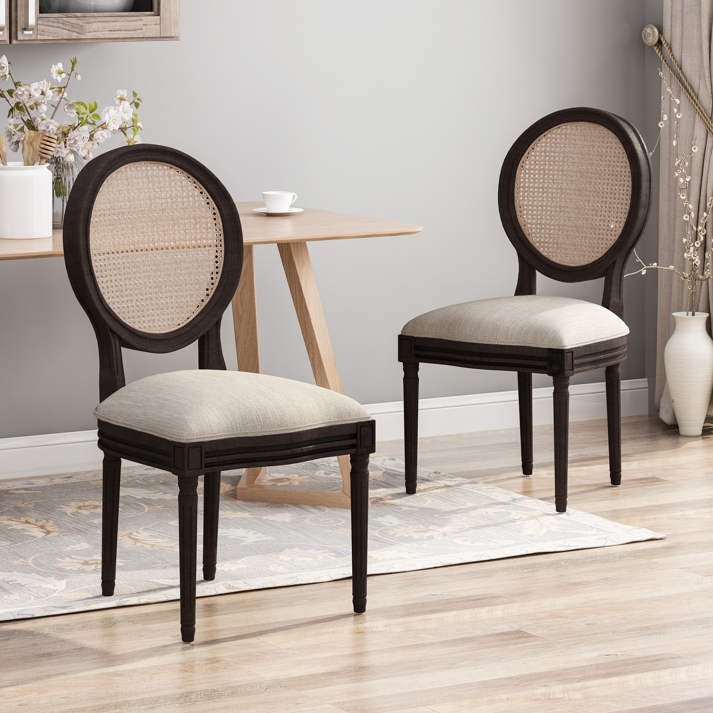 Christopher Knight Home Govan Beige Cushion Wood Dining Chairs Set Of 2