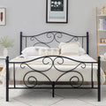 Vecelo Graceful Scroll Black Iron Bed