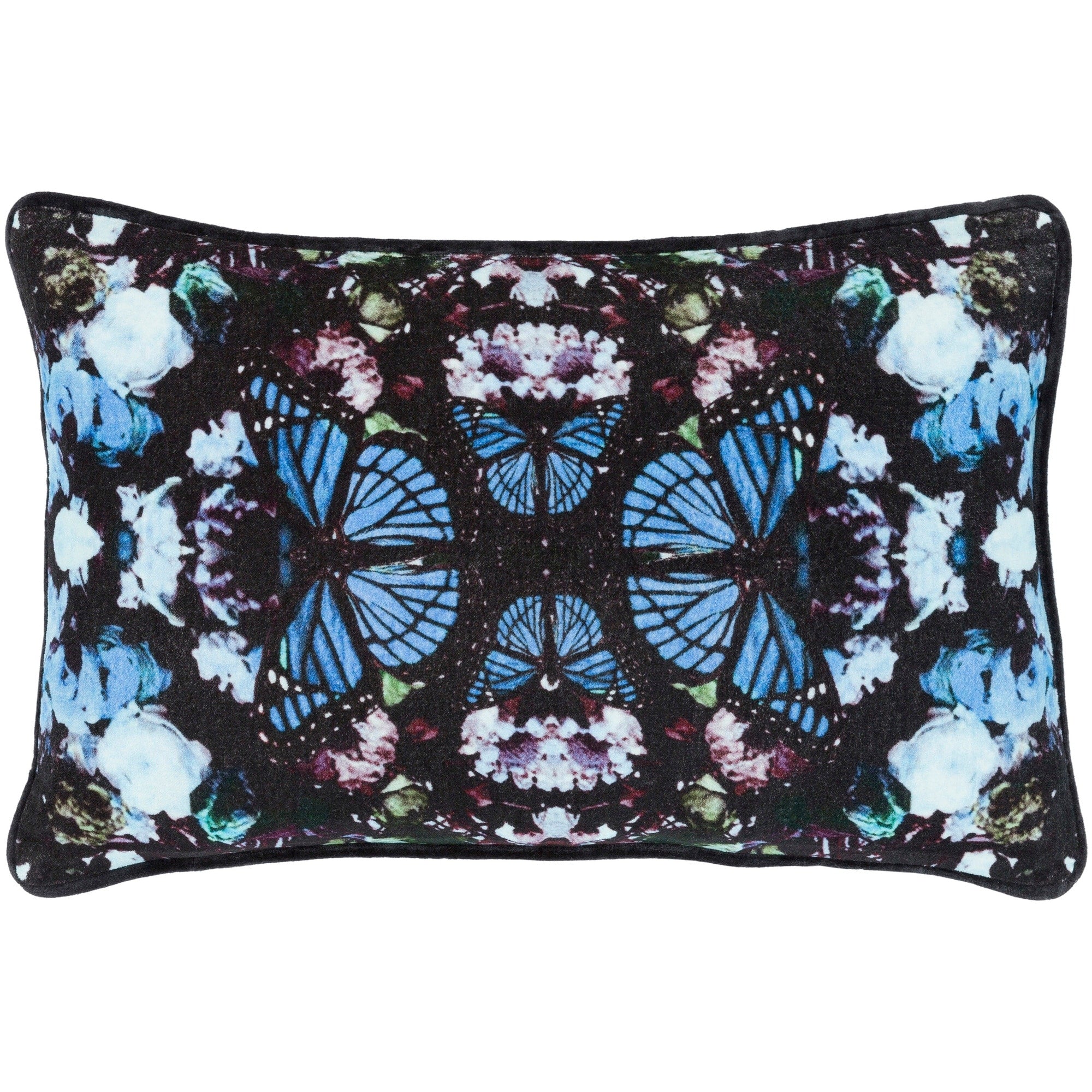 Gracelyn Blue Velvet Boho Kaleidoscope Feather Down Throw Pillow 13 X 19
