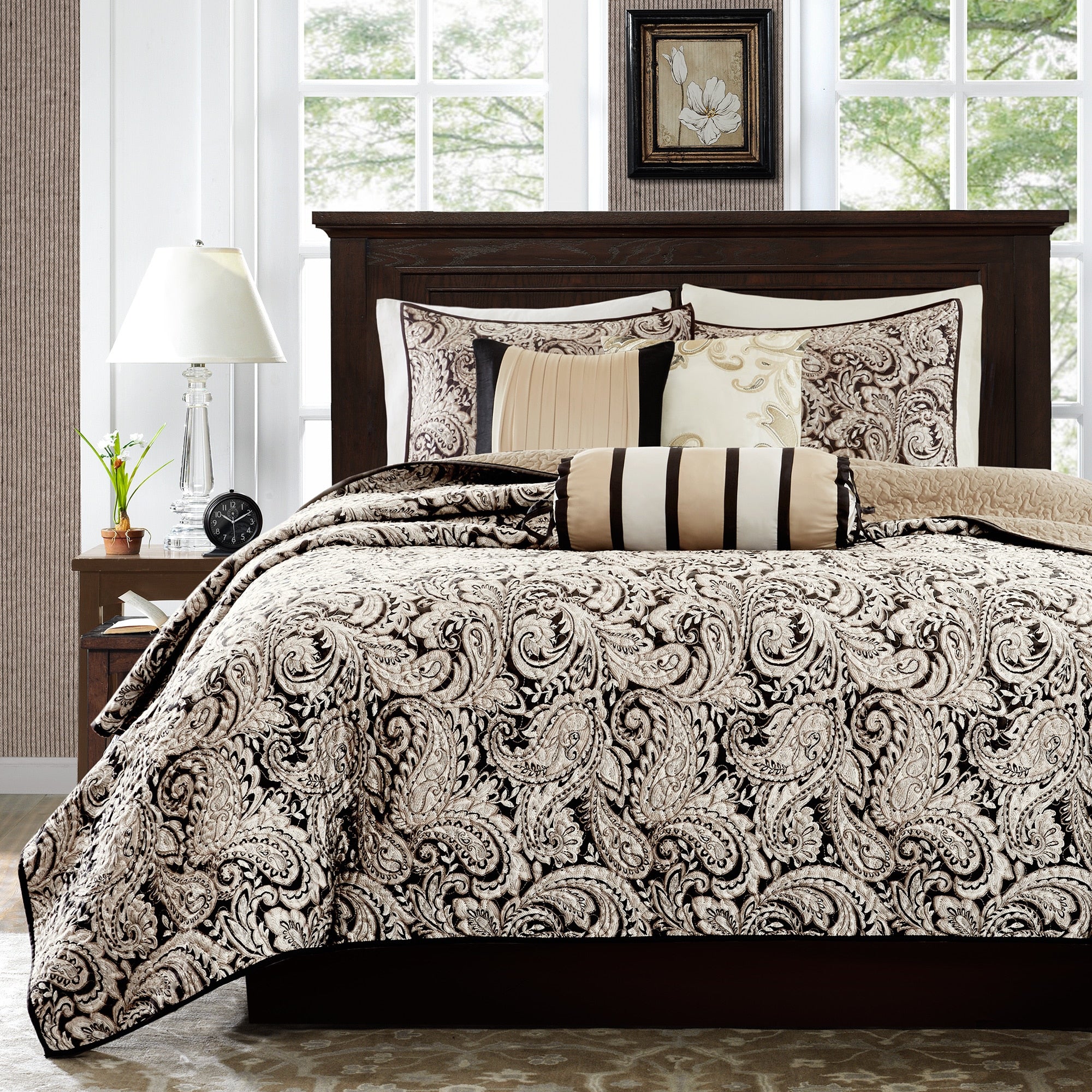 Gracewood Hollow Abley Black Quilted Coverlet Set