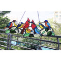 Gracewood Hollow Berssen Glass Window Panel Suncatcher With Cute Birds