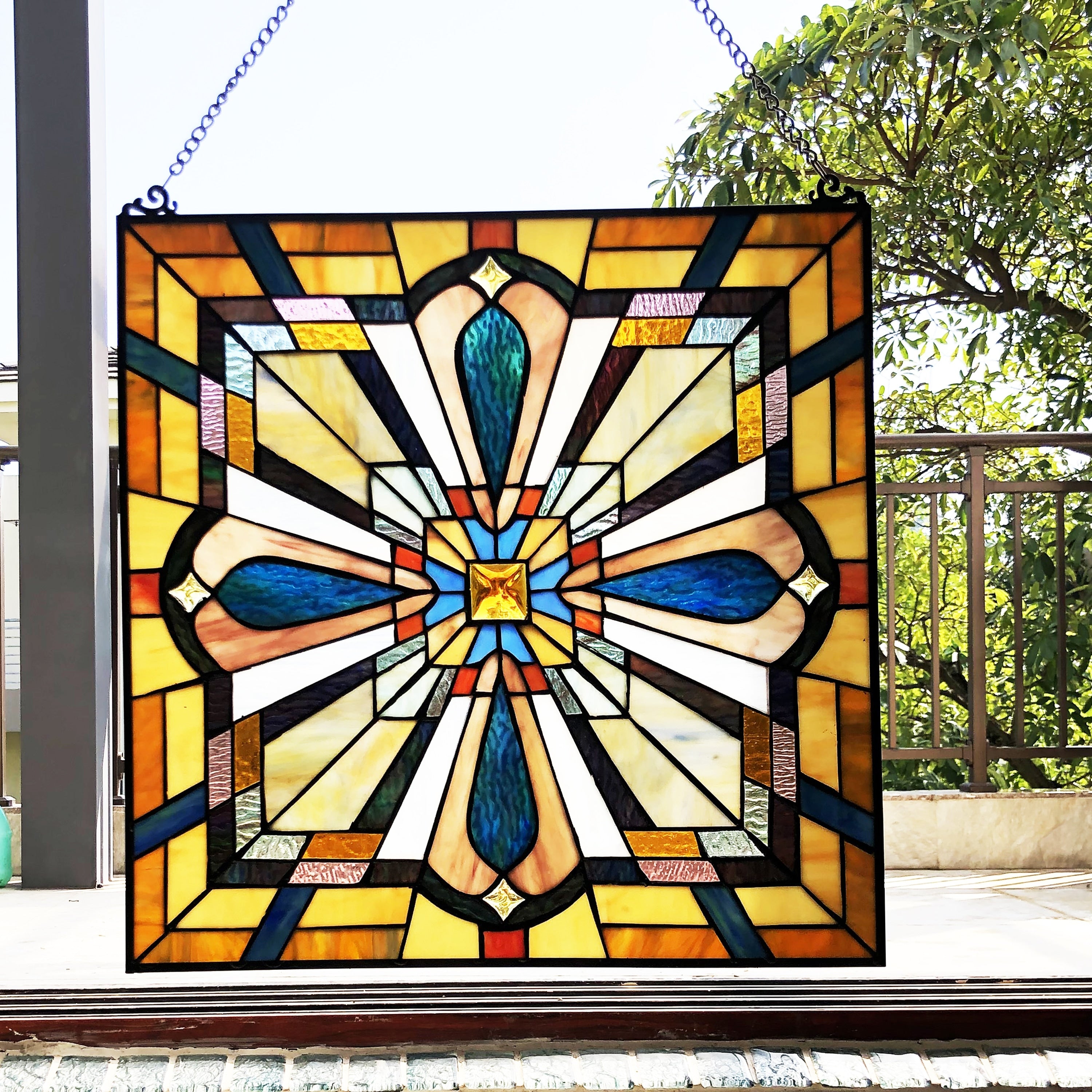 Gracewood Hollow Carunungan Mission Style Glass Window Panel Suncatcher