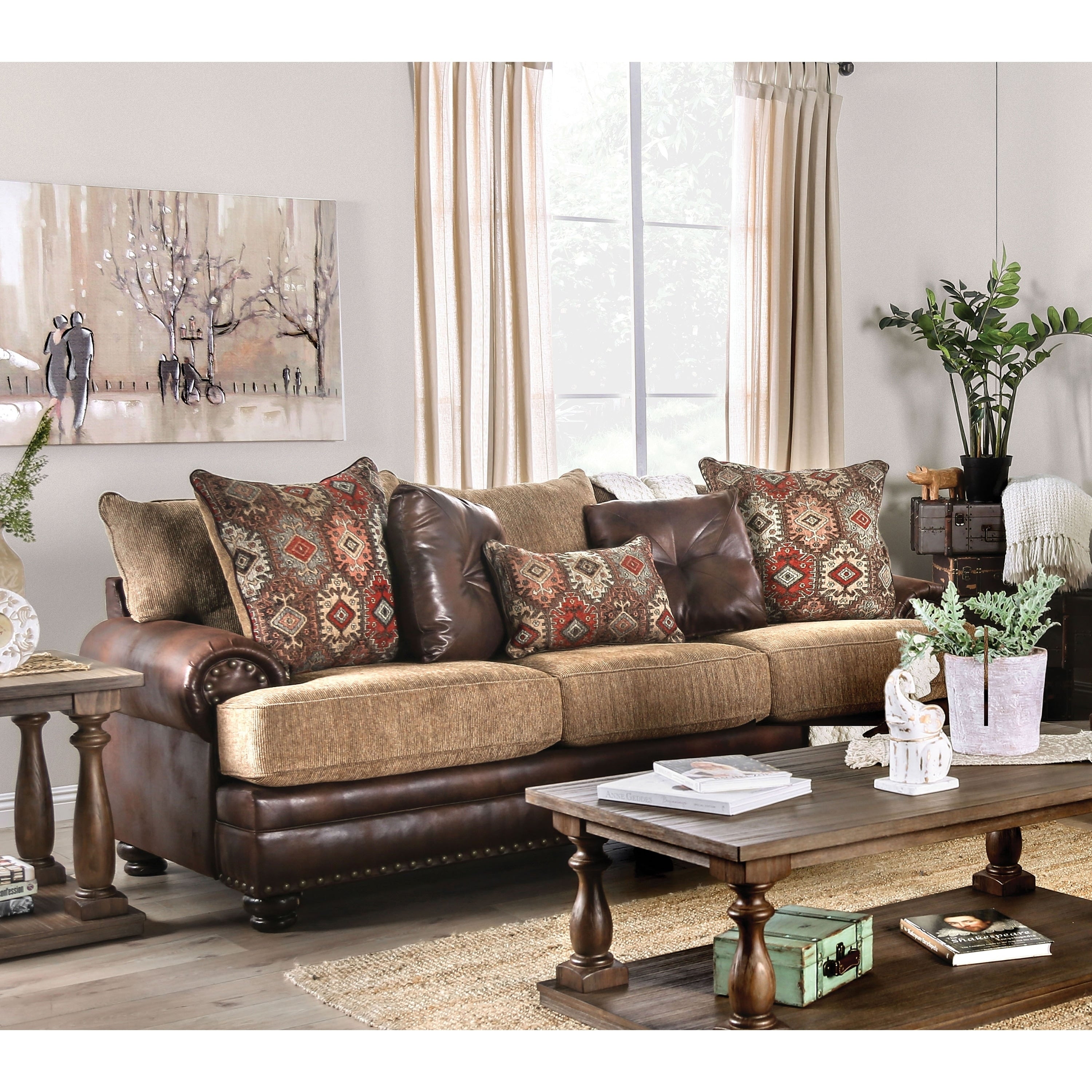 Burton Traditional Brown T Cushion Sofa By Foa