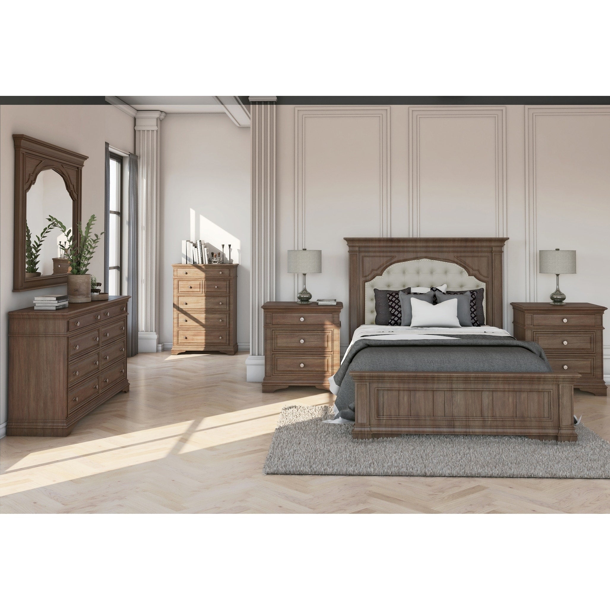 Gracewood Hollow Havenwood 6 Piece Upholstered Panel Bedroom Set
