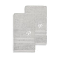 Gracewood Hollow John Turkish Cotton Grey Hand Towels W White Script Monograms Set Of 2