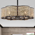Luit Matte Black Gold 30 Inch 6 Light Fandelier Includes Remote