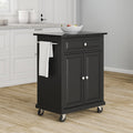 Copper Grove Kawartha Solid Black Granite Top Portable Kitchen Cart Island In Black Finish