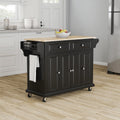 Copper Grove Kanha Black Finish Natural Wood Top Kitchen Cart Island