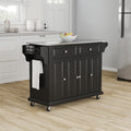 Copper Grove Kanha Black Finish Stainless Steel Top Kitchen Cart Island