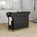 Copper Grove Kanha Black Wood Kitchen Cart Island With Solid Black Granite Top