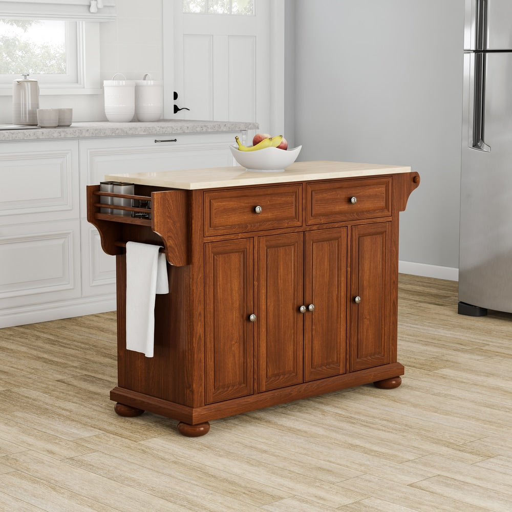 Copper Grove Kanha Natural Wood Top Kitchen Island In Classic Cherry Finish