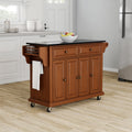Copper Grove Kanha Solid Black Granite Top Classic Cherry Finish Kitchen Cart Island