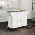 Copper Grove Kanha White Wood And Granite Kitchen Cart