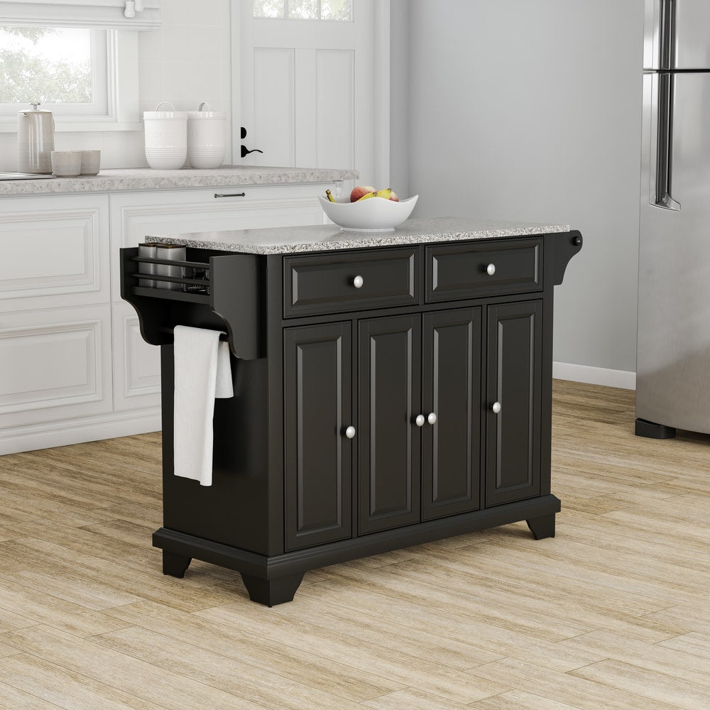 Copper Grove Kanawha Solid Granite Top Kitchen Island In Black Finish