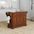 Strick Bolton Monk Stainless Steel Top Kitchen Island In Classic Cherry Finish