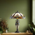 Gracewood Hollow Harbi Brown And Cream 2 Light Art Glass Table Lamp