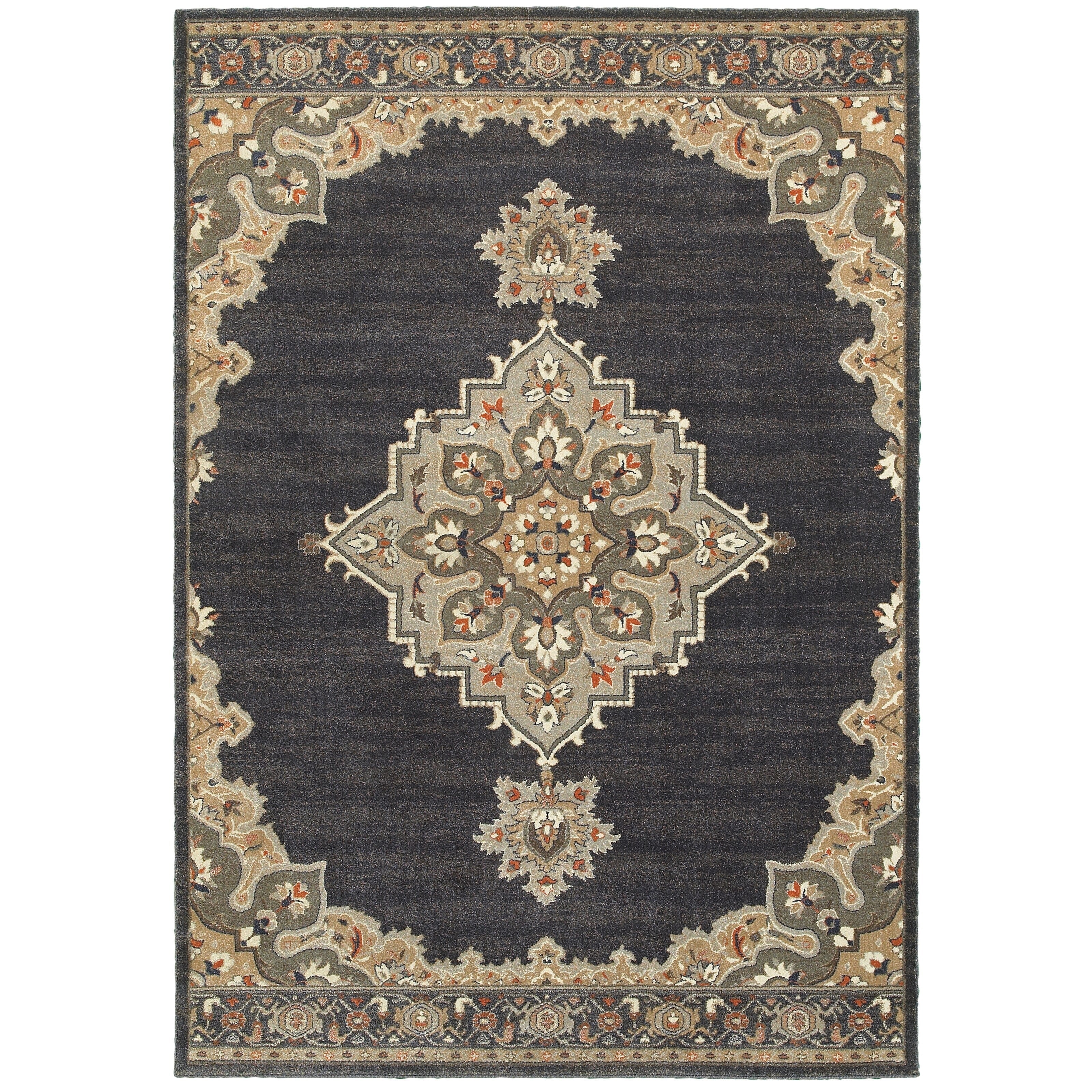 Gracewood Hollow Northsun Medallion Ivory Brown Polypropylene Area Rug 53 X 76
