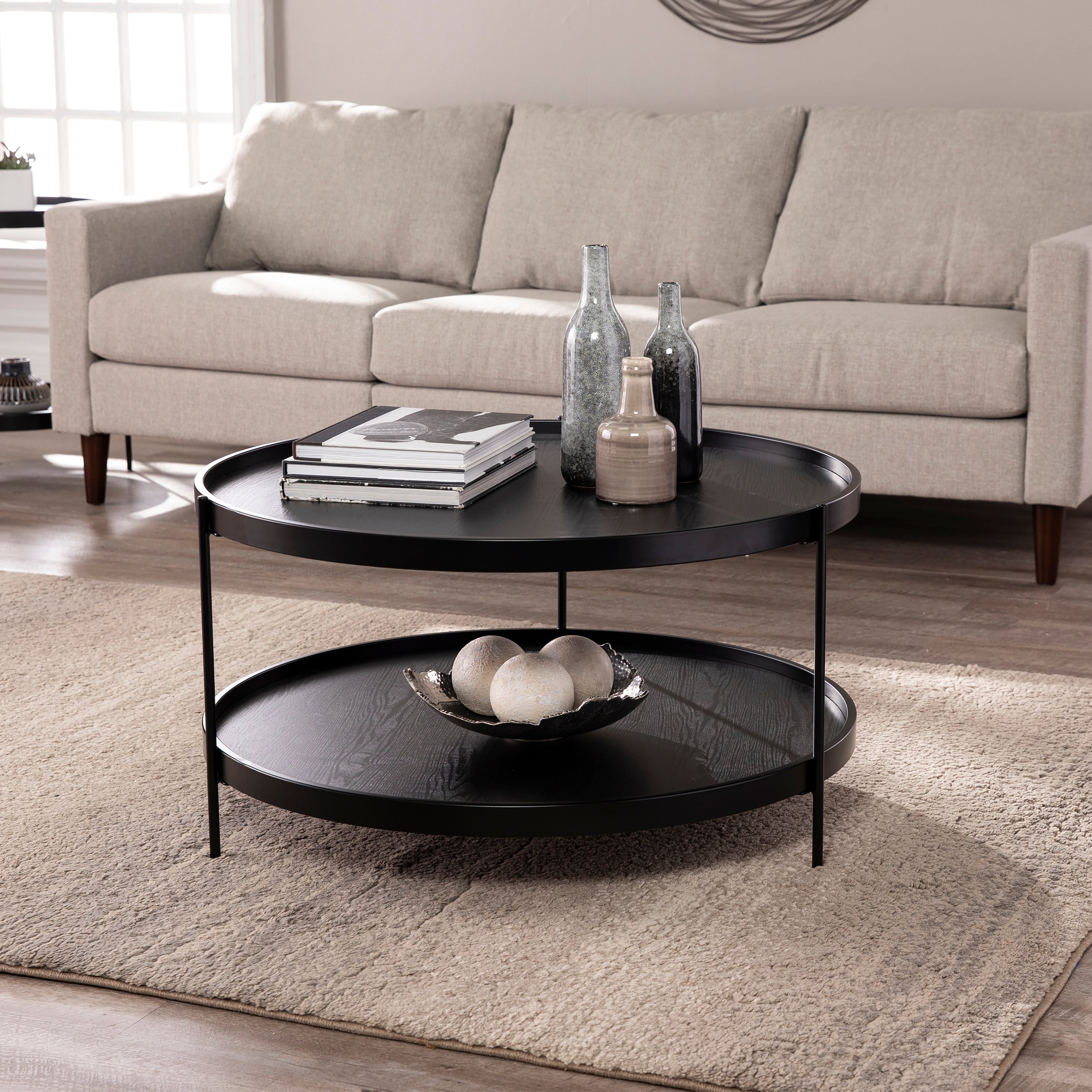 Gracewood Hollow Vaquero Round Farmhouse Style Cocktail Table