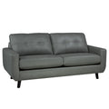 Gracie Mid Century Modern Grey Top Grain Italian Leather Tufted Sofa