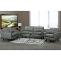 Gracie Mid Century Modern Grey Top Grain Italian Leather Tufted Sofa Loveseat And Chair