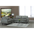 Gracie Mid Century Modern Grey Top Grain Italian Leather Tufted Sofa And Loveseat