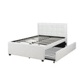 Gracious Wooden Full Bed With Trundle And Squ Tufted Hb White
