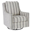 Gradient Stripes Fabric Wrapped Swivel Glider Accent Chair Gray And White