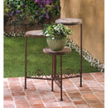Brown Wood Wrought Iron Graduated Garden Tri Stand