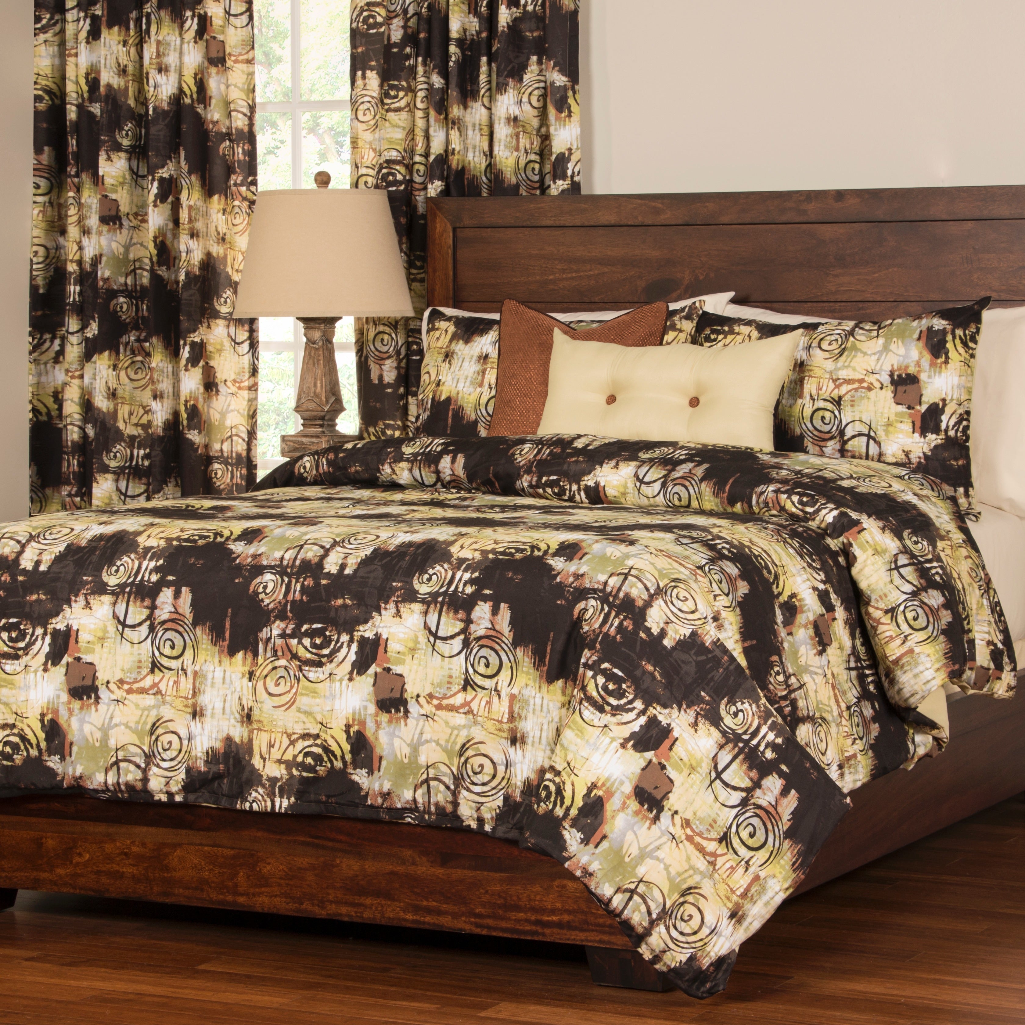 Graffiti 6 Piece Duvet Cover Set With Insert Brown Cream