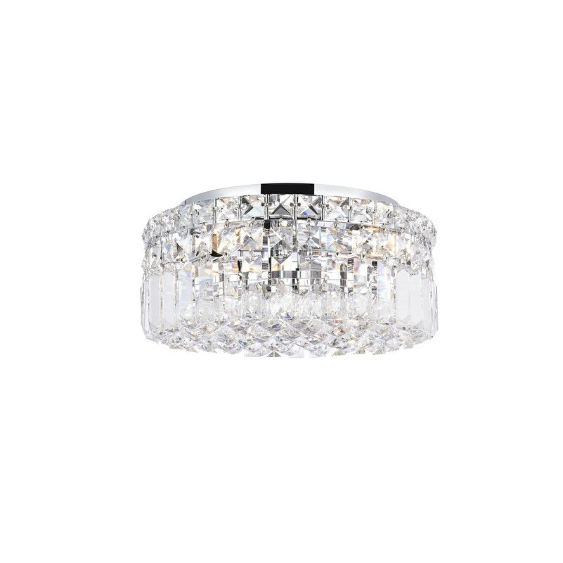 Somette Lausanne 4 Light Royal Cut Crystal Chrome Flush Mount
