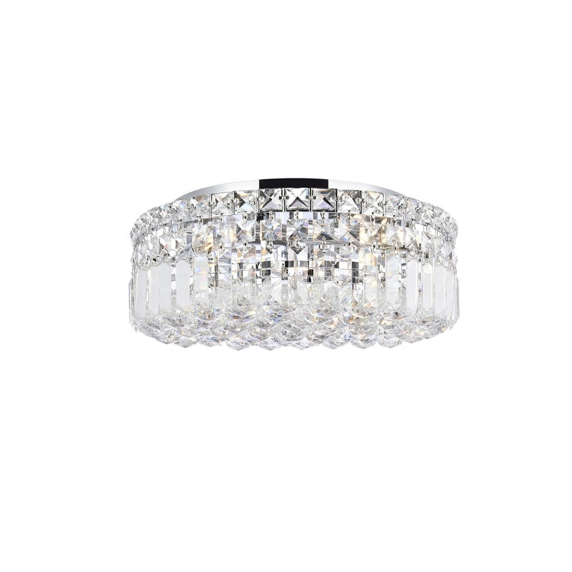 Somette Lausanne 5 Light Royal Cut Crystal And Chrome Flush Mount
