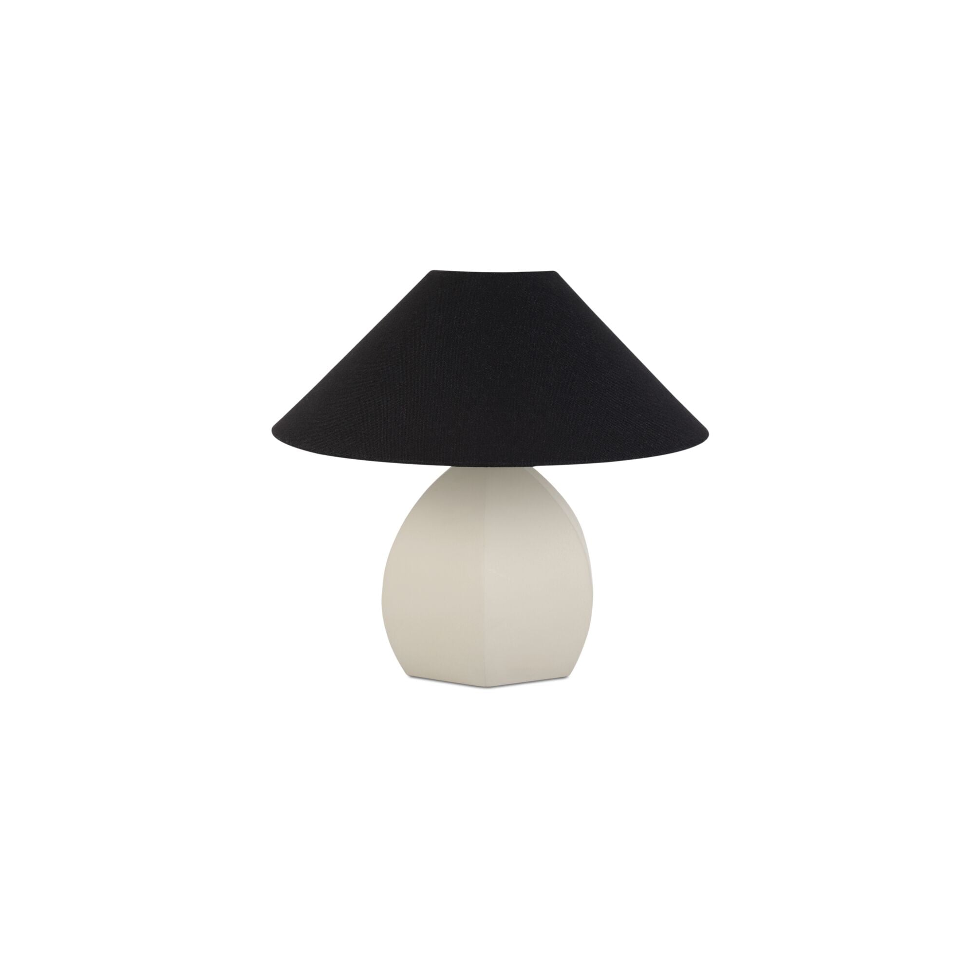 Graham Table Lamp Round Metal Powder Coated Finish Angled Cotton Shade White