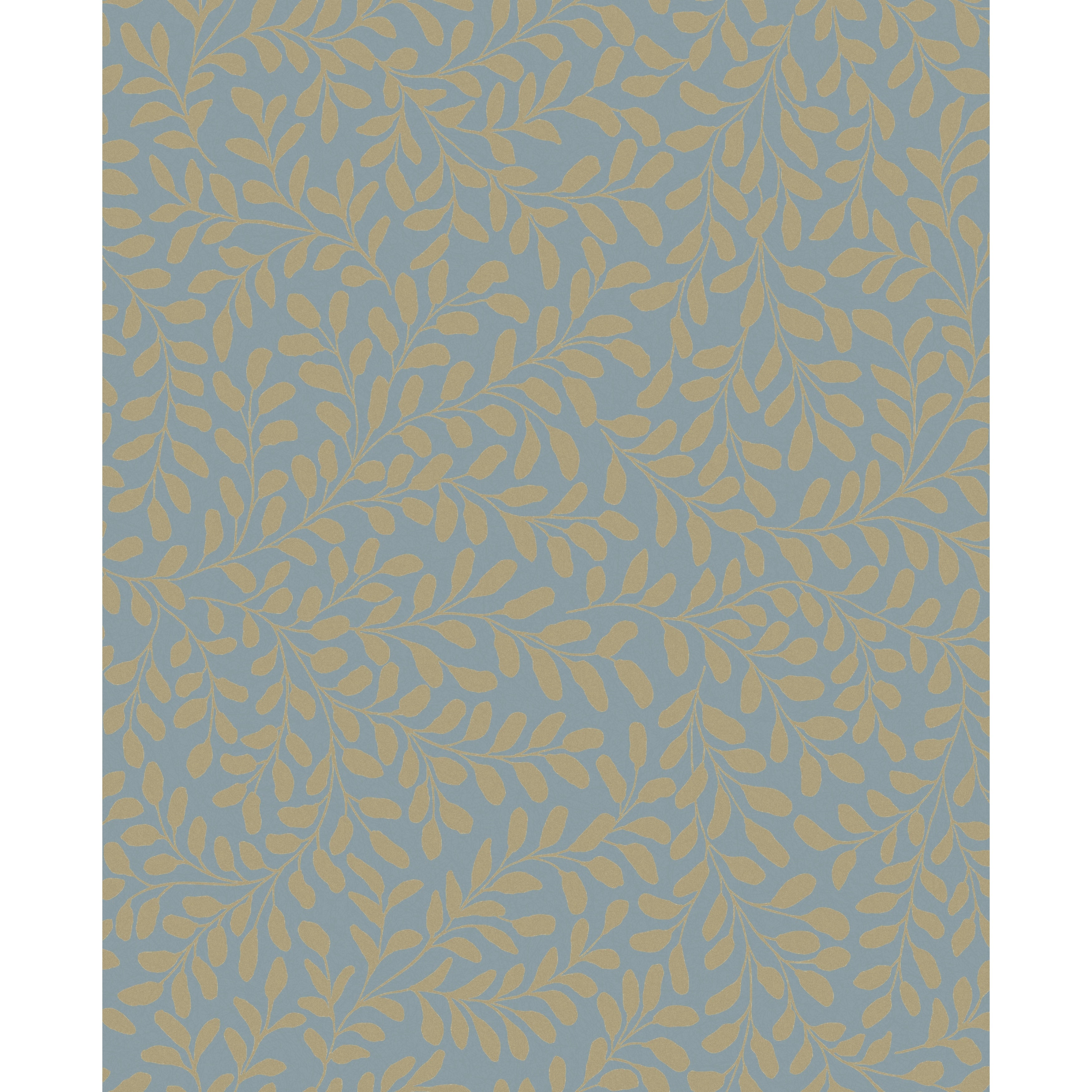 Graham Brown Gilded Leaf Sky Blue Pale Gold Wallpaper