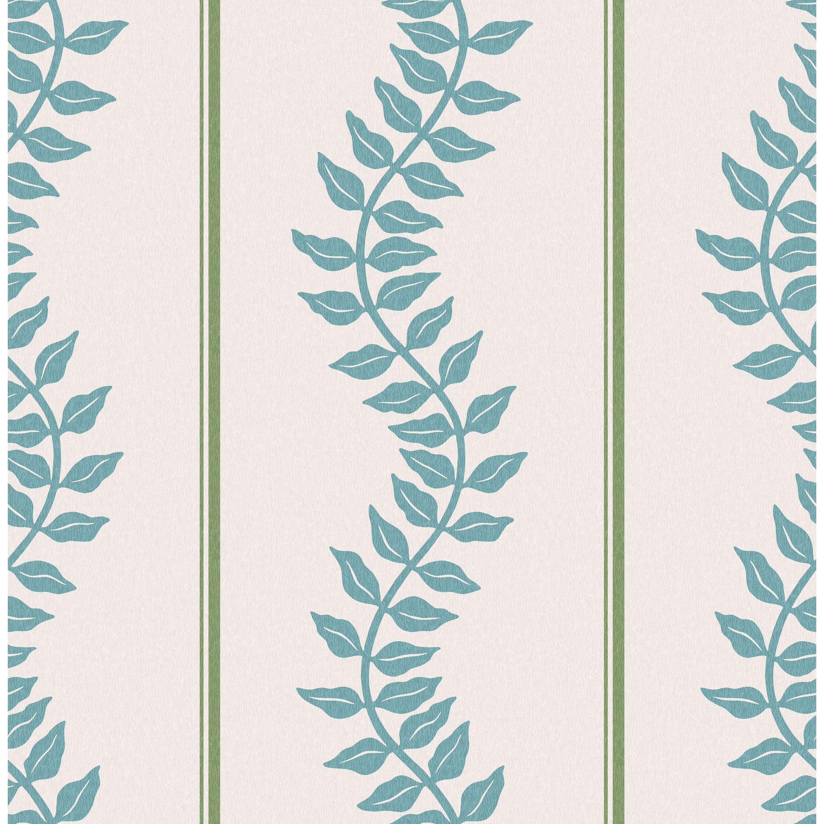 Graham Brown Laurel Leaf Stripe Blue Green Wallpaper