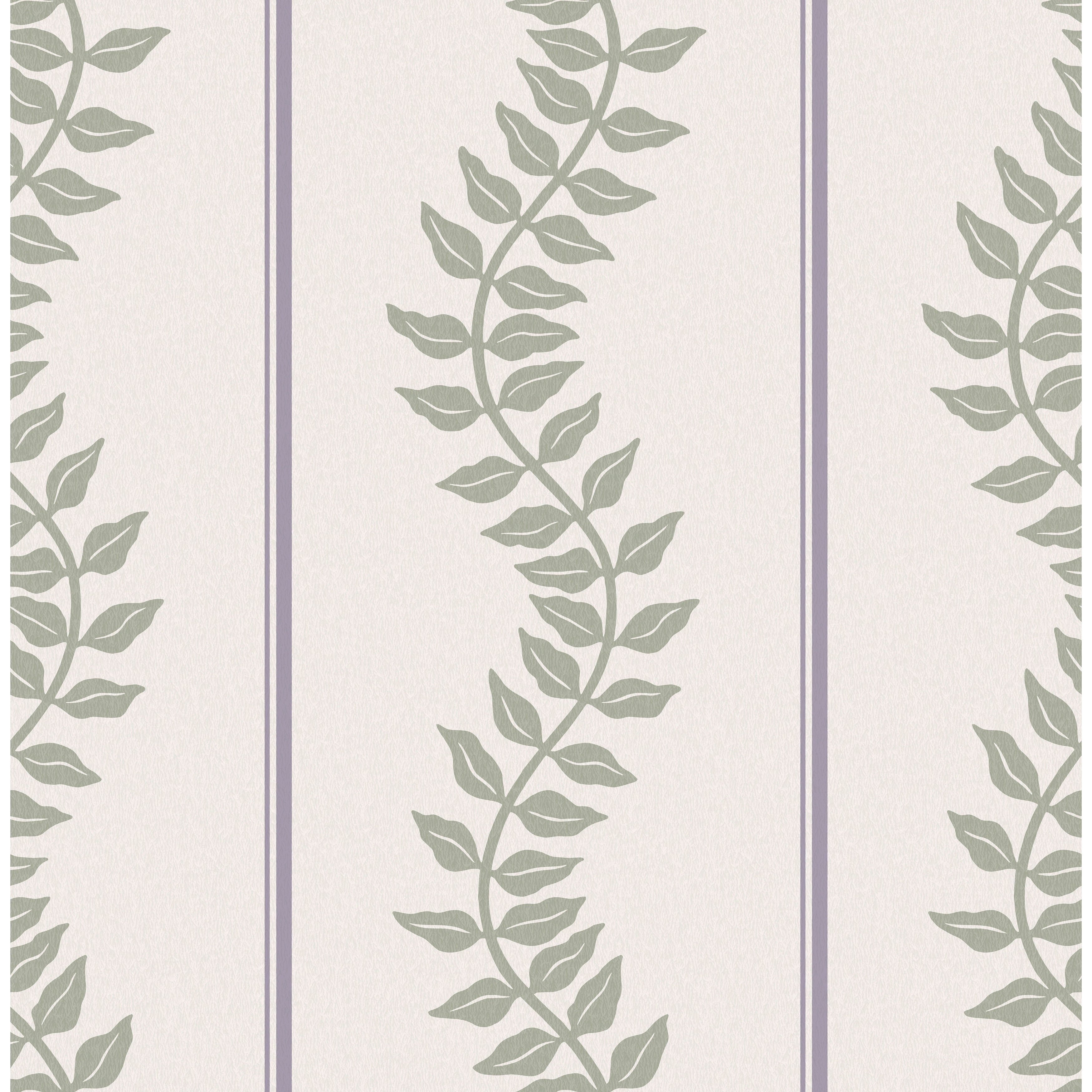 Graham Brown Laurel Leaf Stripe Mauve Sage Wallpaper
