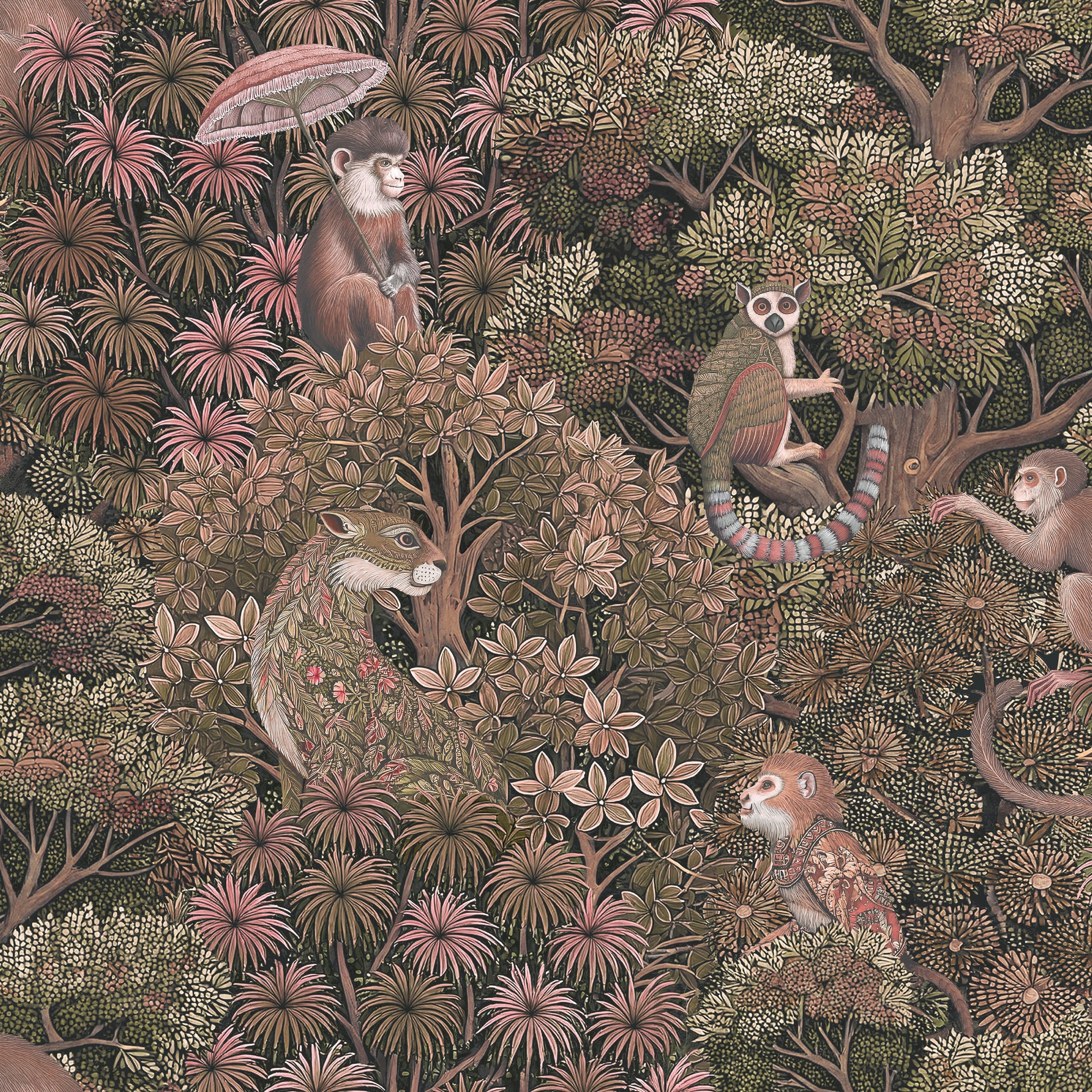 Graham Brown Treetop Troop Damson Wallpaper