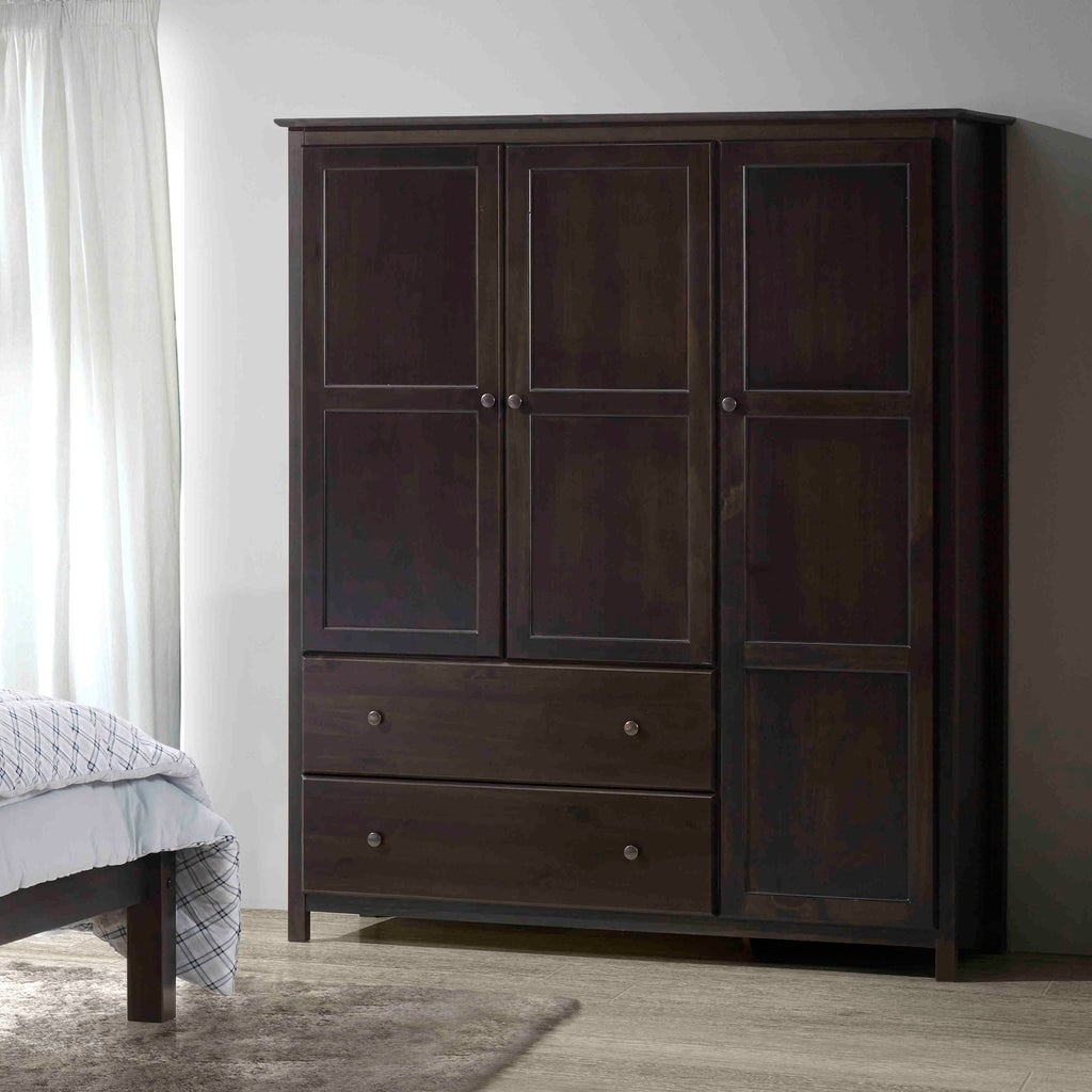 Grain Wood Furniture Shaker 3 Door Solid Wood Armoire 60X72X22