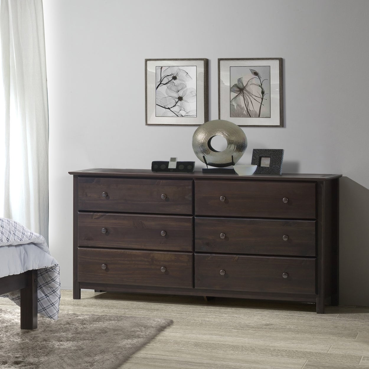 Grain Wood Furniture Shaker 6 Drawer Solid Wood Dresser