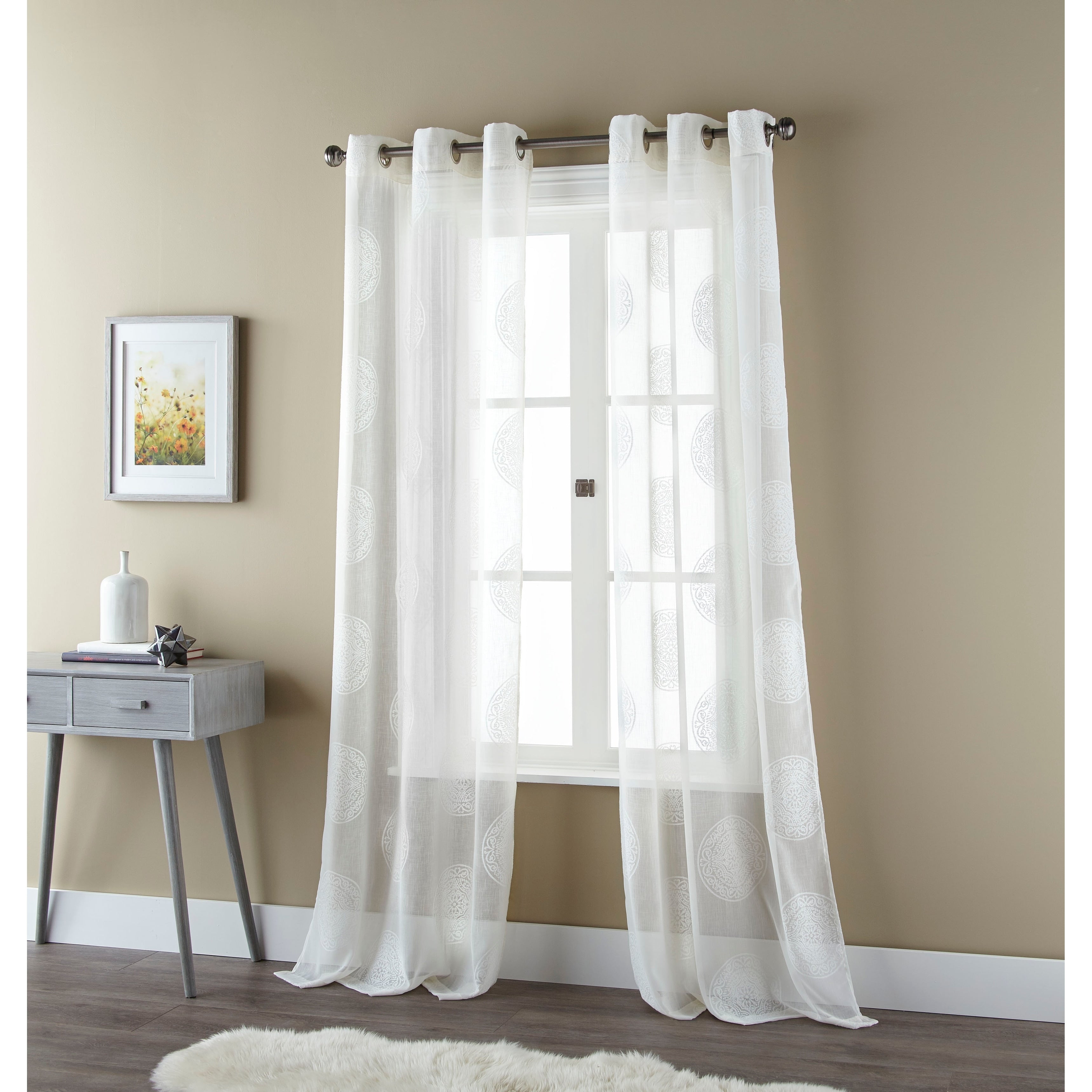 Grand Avenue Naomi Medallion Grommet Top Curtain Panel Pair 37 X 84