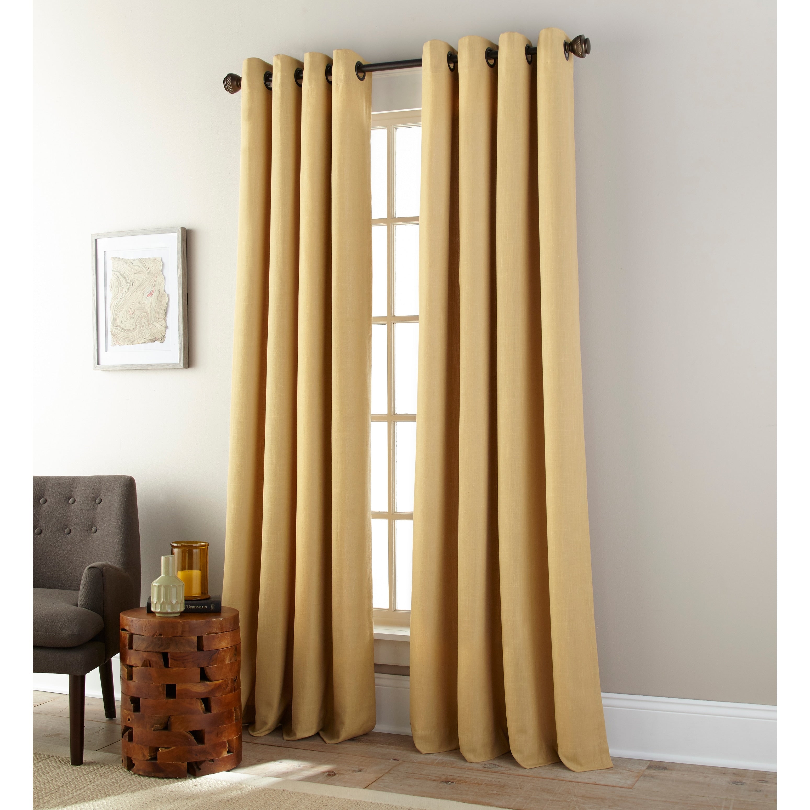Nanshing Whinfell Gold 52 X 84 Inch Grommet Top Single Curtain Panel