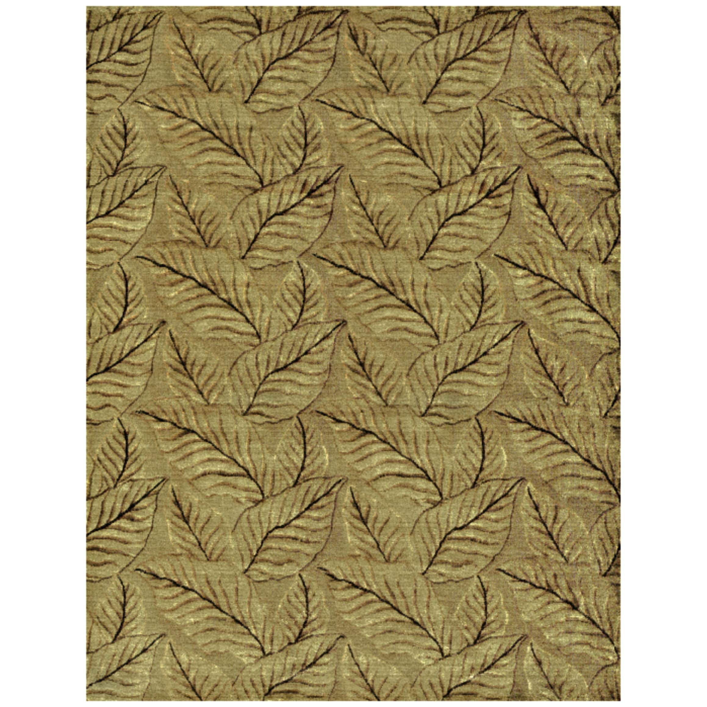 Grand Bazaar Hand Knotted Wool Art Silk Leafscape Rug In Sage Green 9 6 X 13 6 96 X 136
