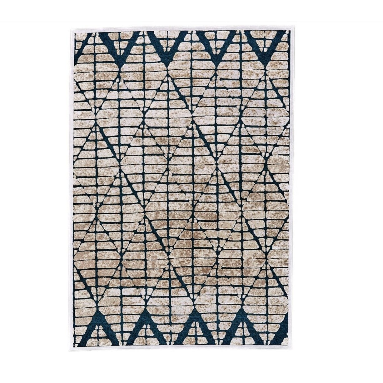 Grand Bazaar Qazi Teal White Wool Rug 53 X 76