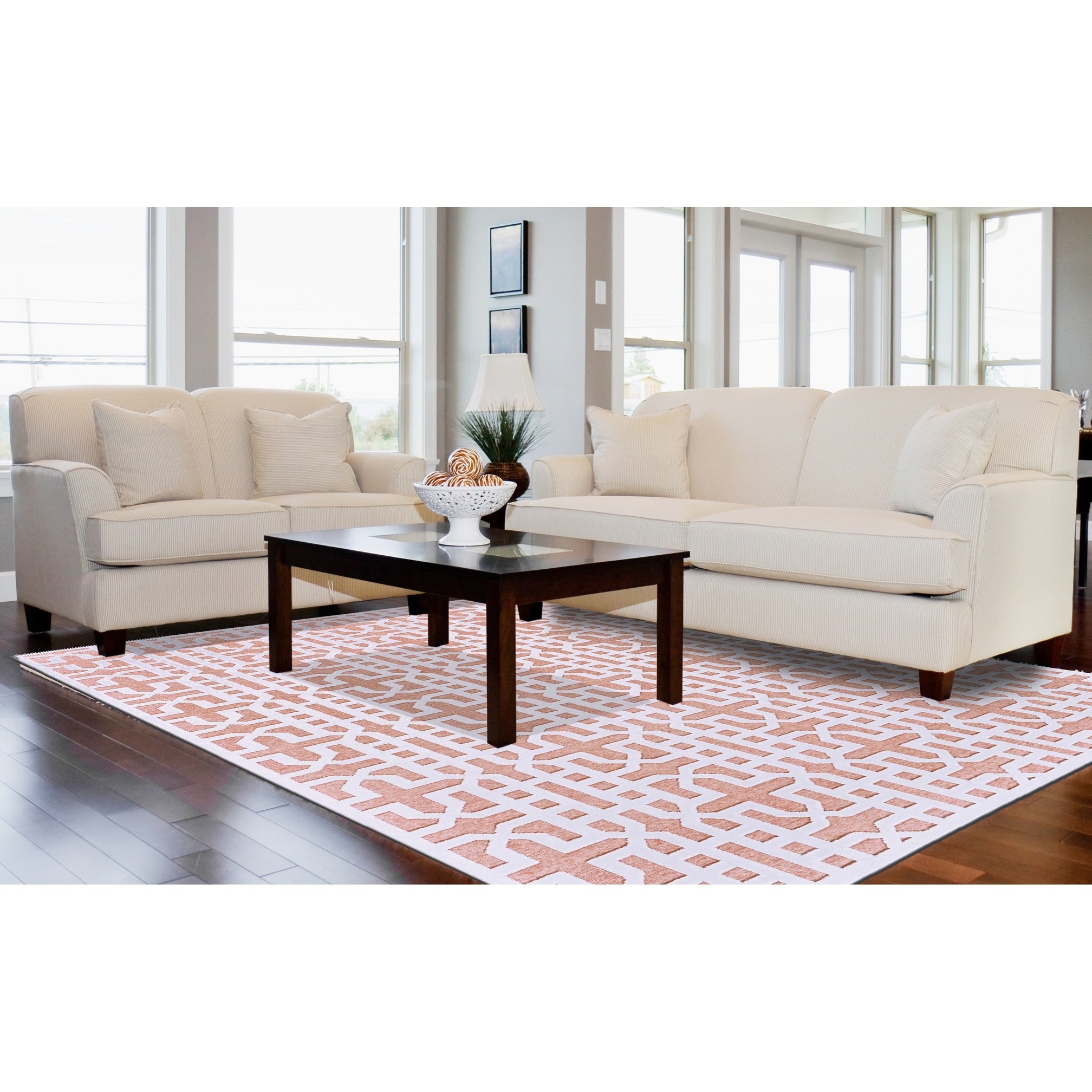 Grand Bazaar Soho Lyra White Blush Wool Rug 76 X 106
