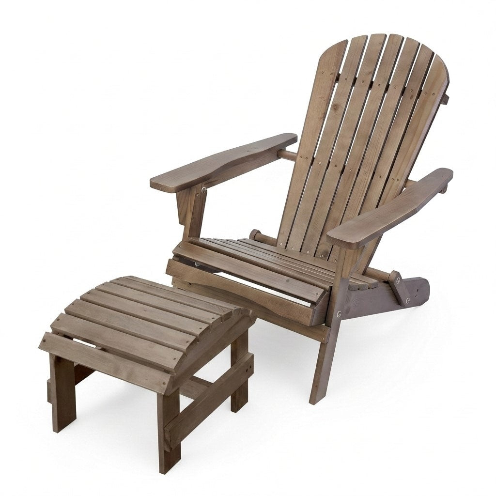 Grand Collection Folding Large Size Adirondack Chair Pine Wood Dark Brown