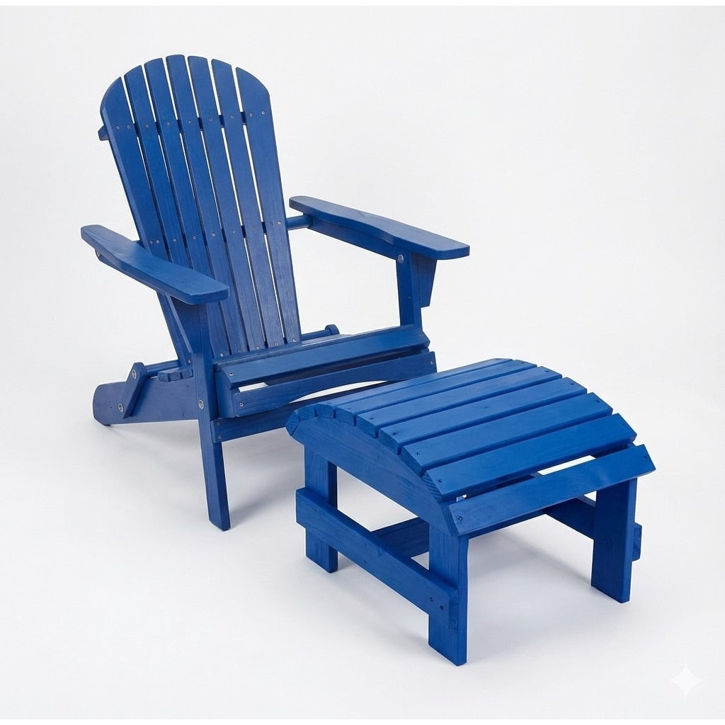 Grand Collection Folding Large Size Adirondack Chair Pine Wood Navy Blue