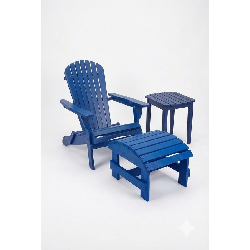 Grand Collection Folding Large Size Adirondack Chair Pine Wood Navy Blue