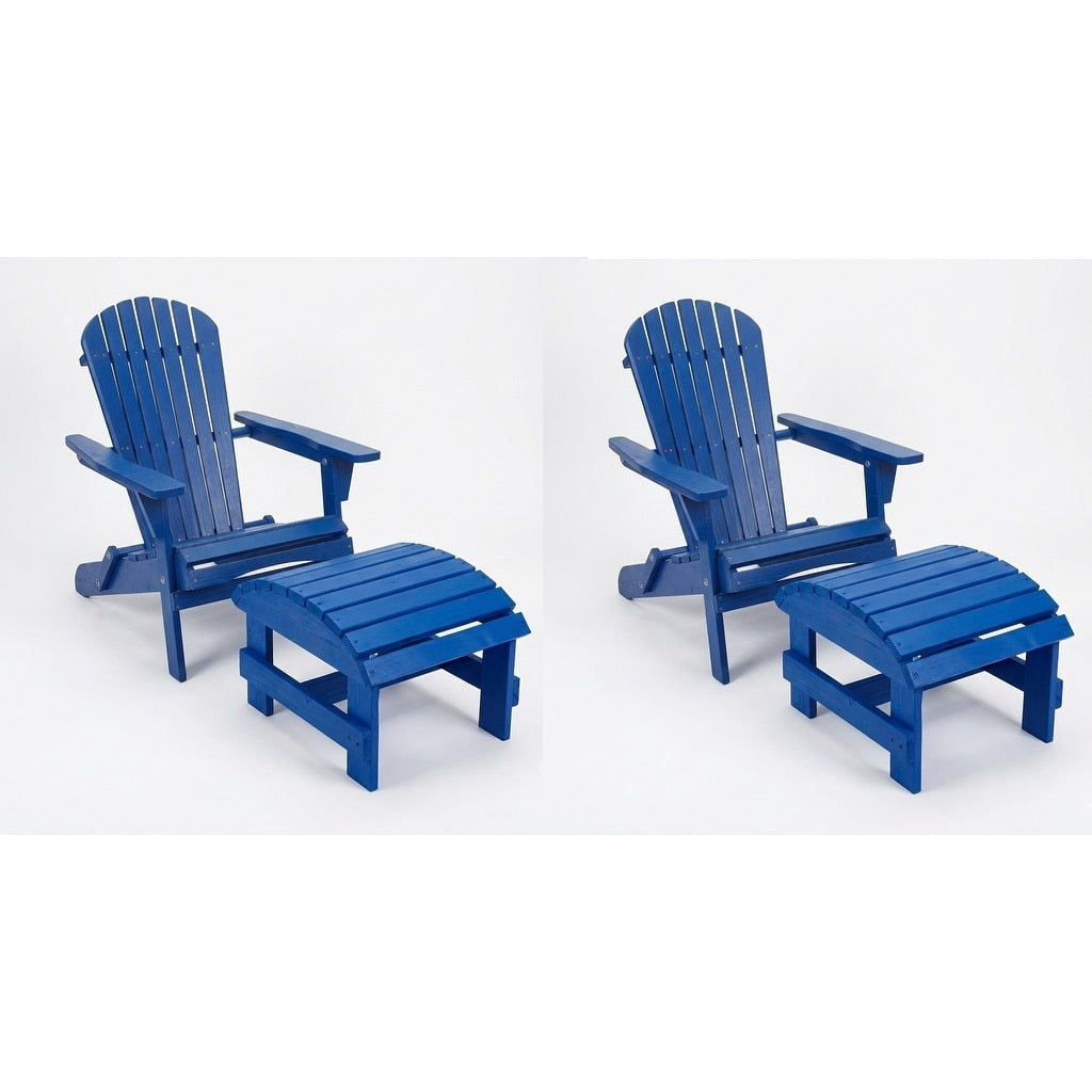 Grand Collection Folding Large Size Adirondack Chair Pine Wood Navy Blue